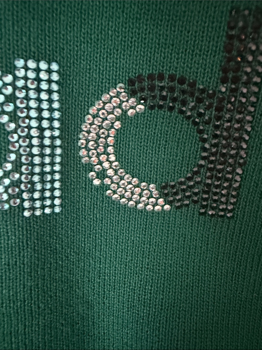adidas Green Crewneck Sweater with Rhinestone Trefoil - Picture 5 of 9